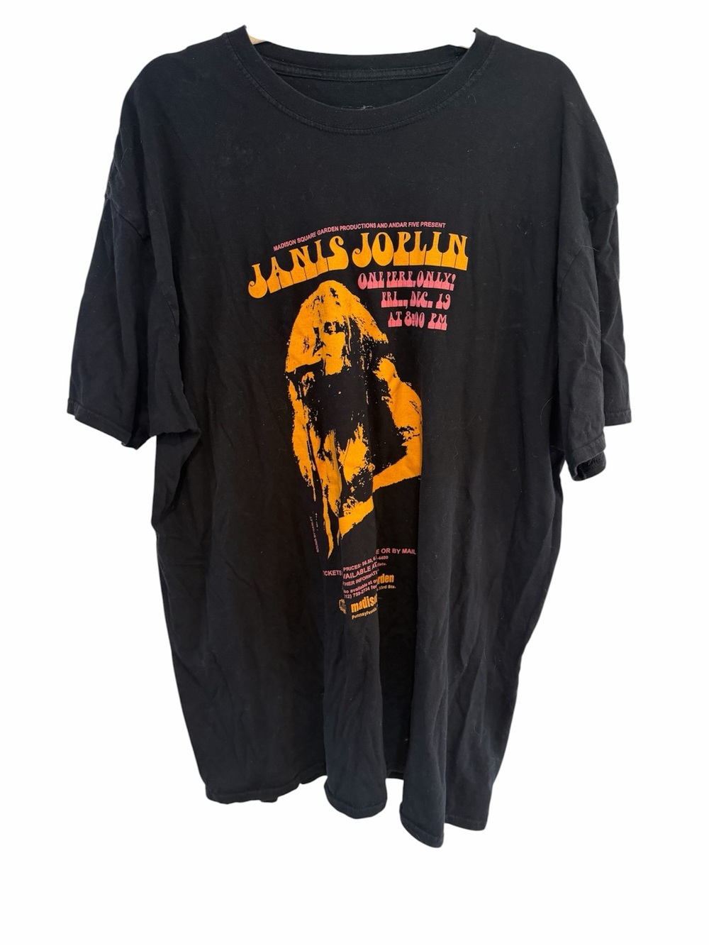 Janis Joplin Black Short Sleeve Graphic Tee with Orange Print